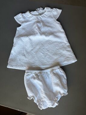 Janie and Jack White Quilted Dress with Matching Bloomers